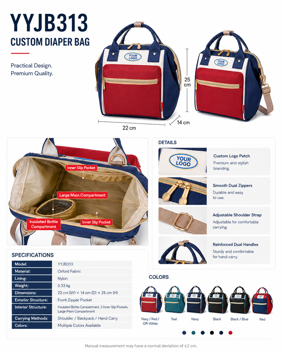 YYJB313 convertible diaper bag product poster 2