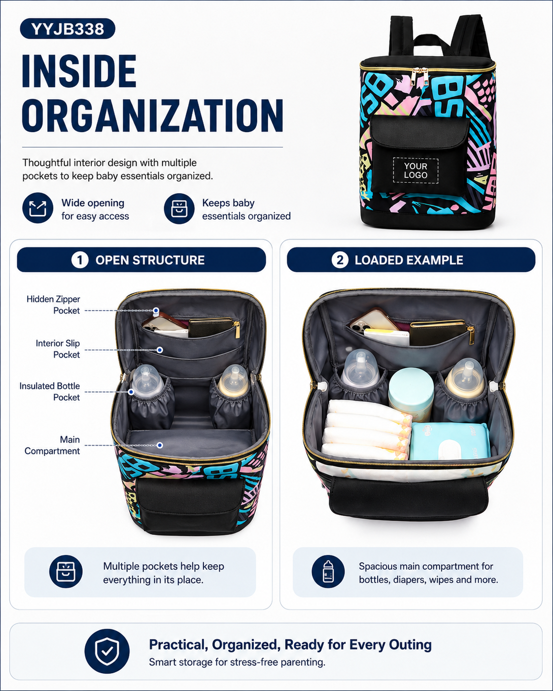 YYJB338 printed mommy backpack product poster 2