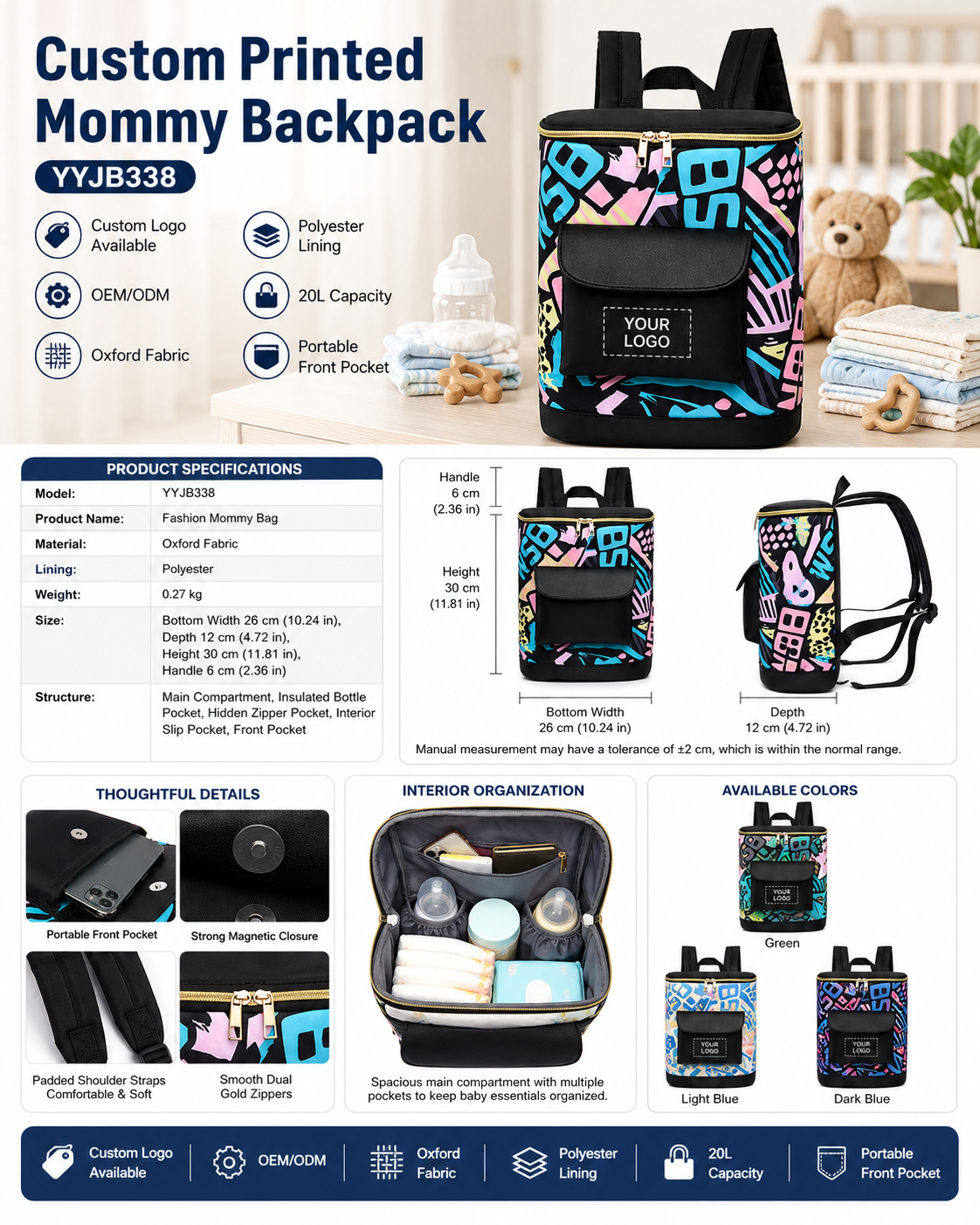 YYJB338 printed mommy backpack product poster 5
