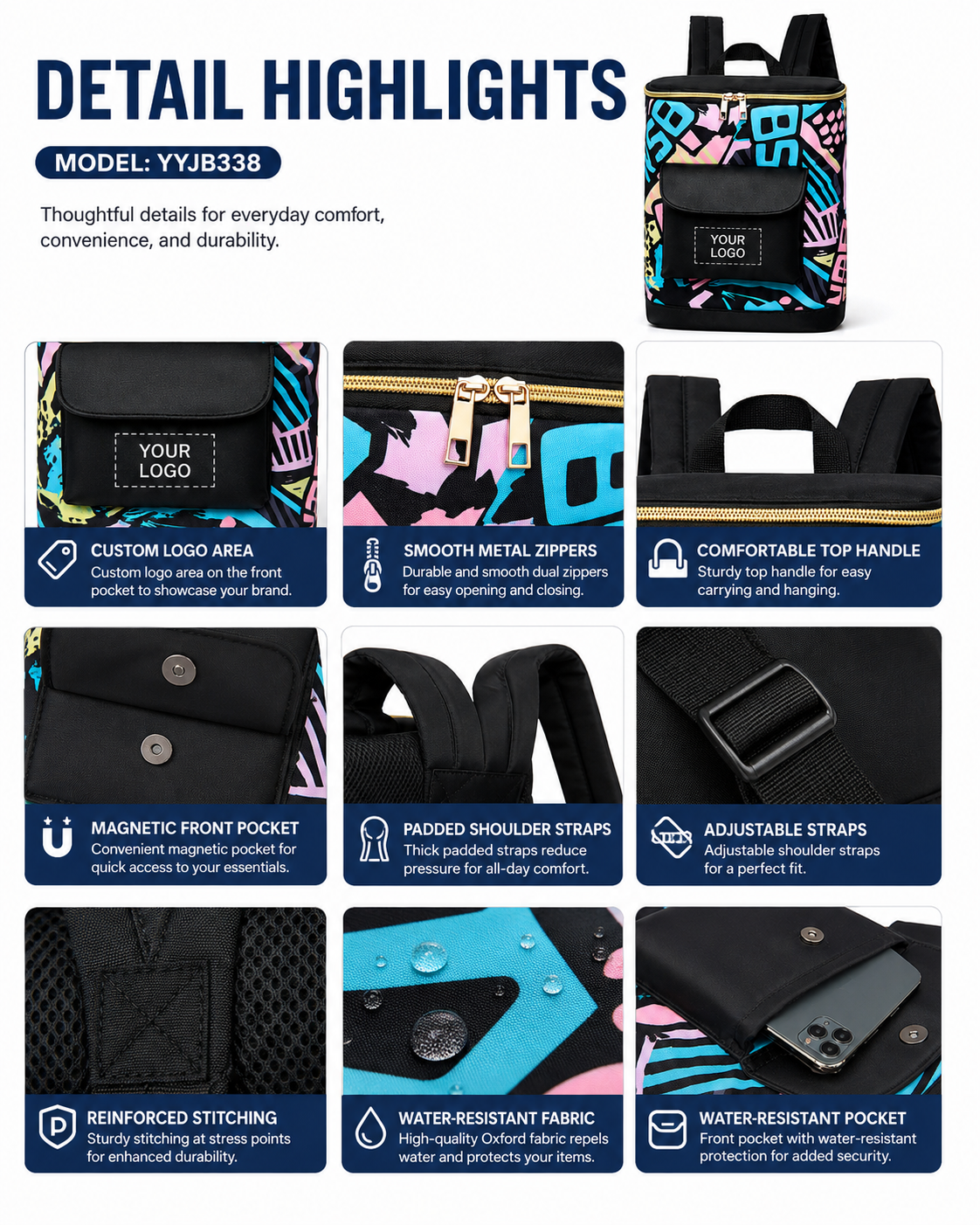 YYJB338 printed mommy backpack product poster 8