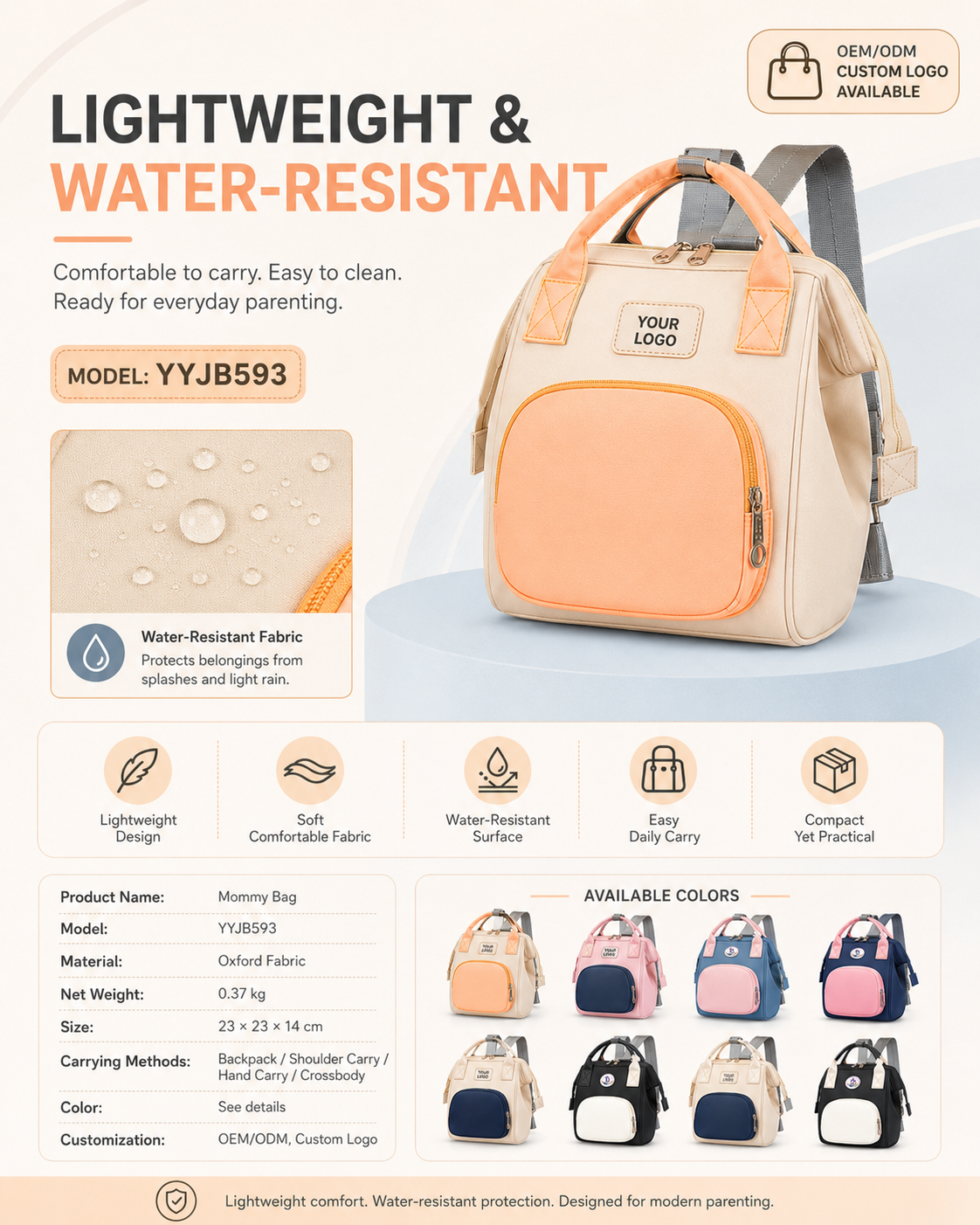 YYJB593 Compact Mommy Backpack product image 1