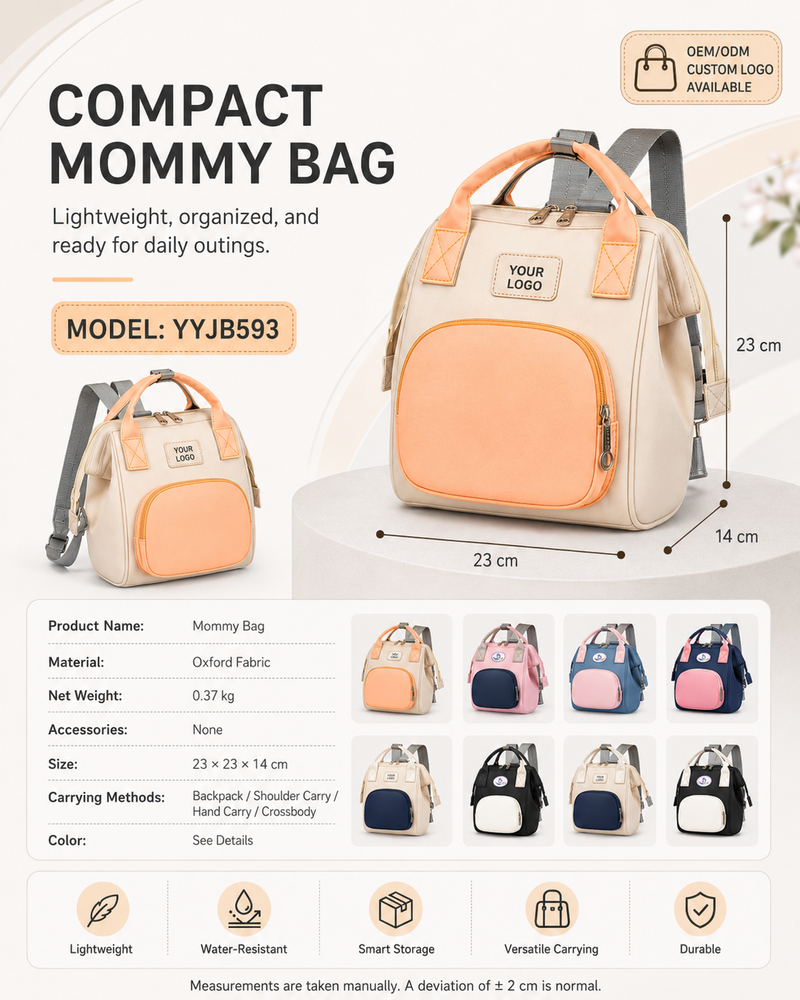 YYJB593 Compact Mommy Backpack product image 3
