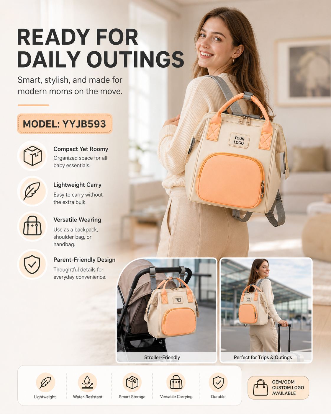 YYJB593 Compact Mommy Backpack product image 6
