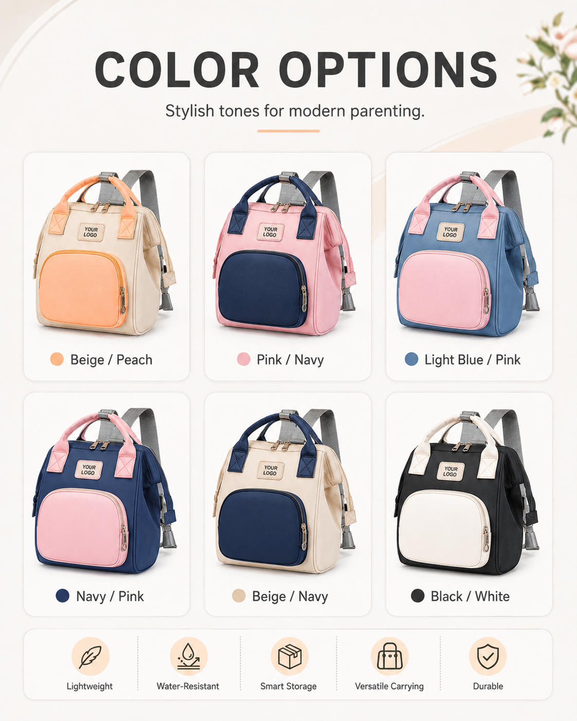 YYJB593 Compact Mommy Backpack product image 7