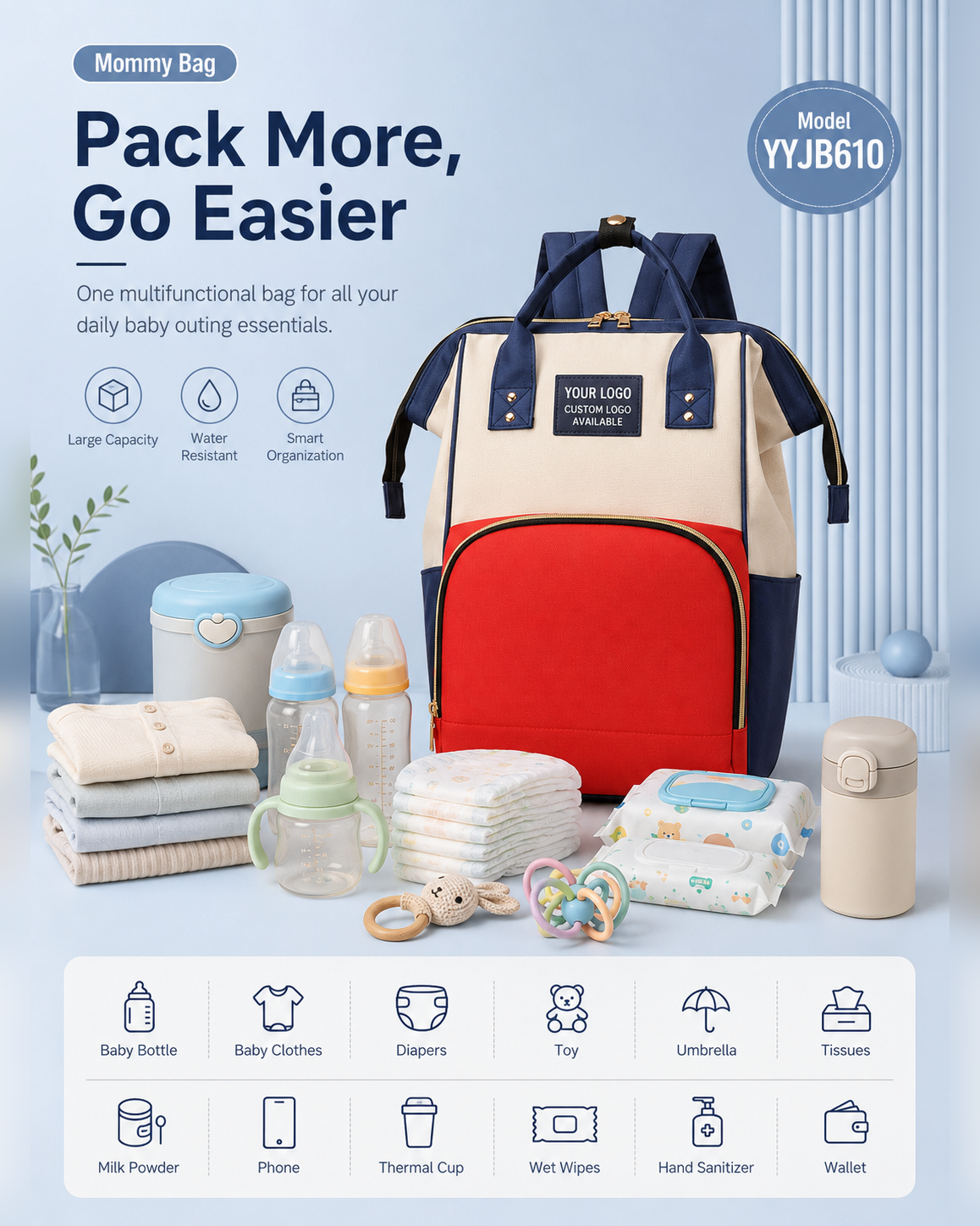 YYJB610 Oxford Mommy Backpack product image 6