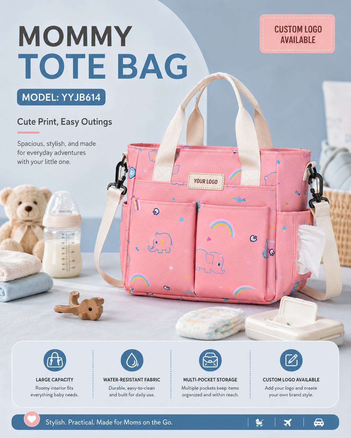 YYJB614 Printed Mommy Tote Bag product image 3