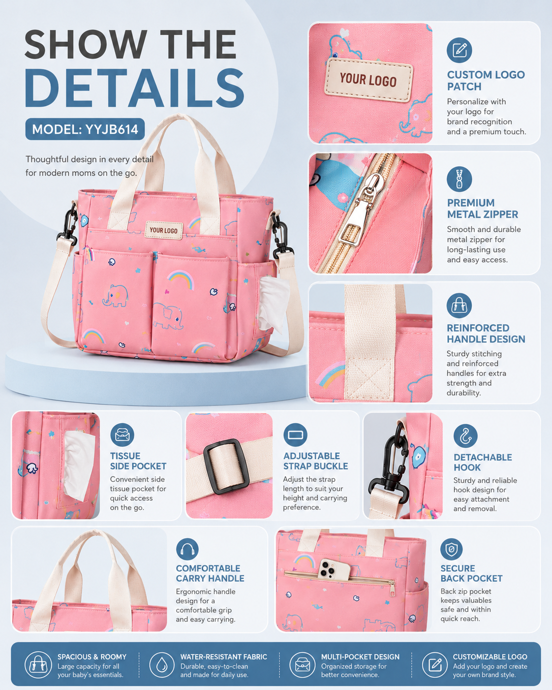 YYJB614 Printed Mommy Tote Bag product image 6